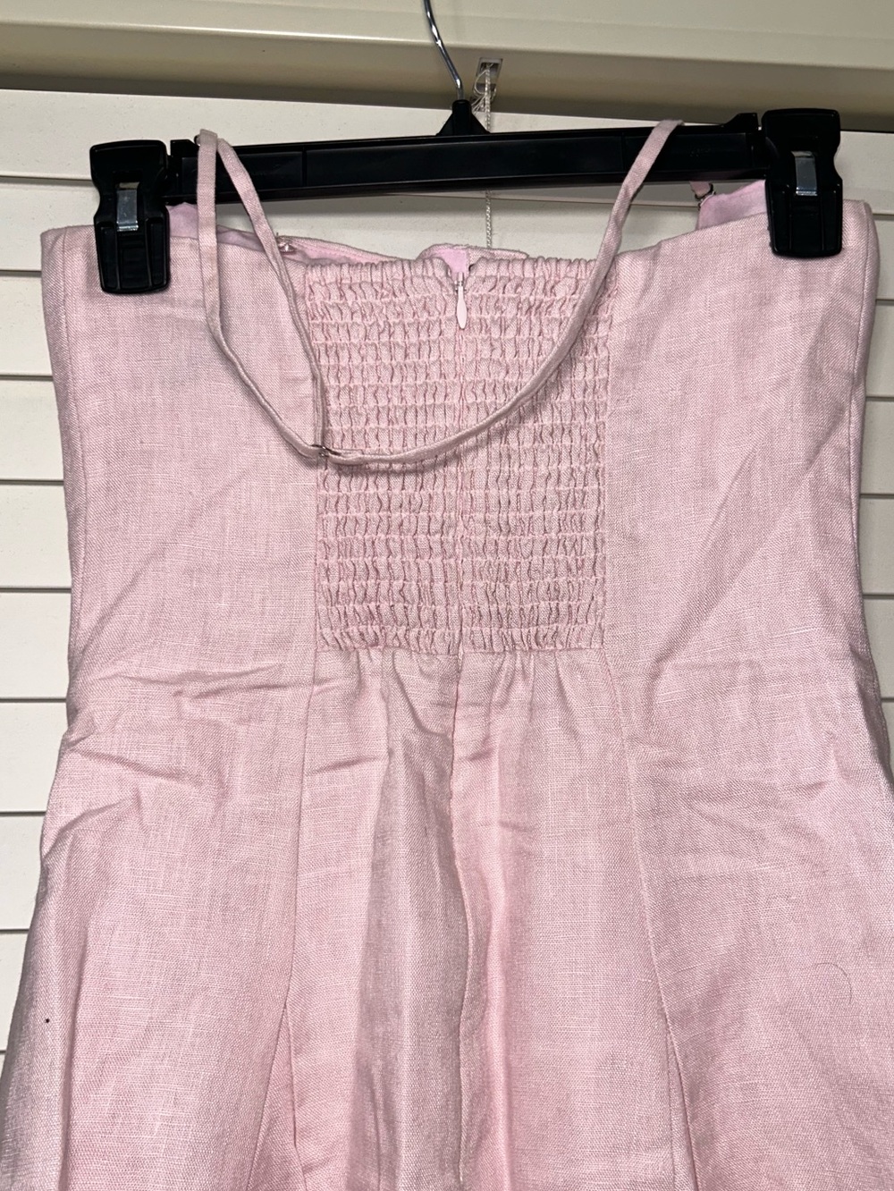 Reformation Derin Pink Linen Mini Dress Smocked Strapless/Halter - Picture 6 of 8